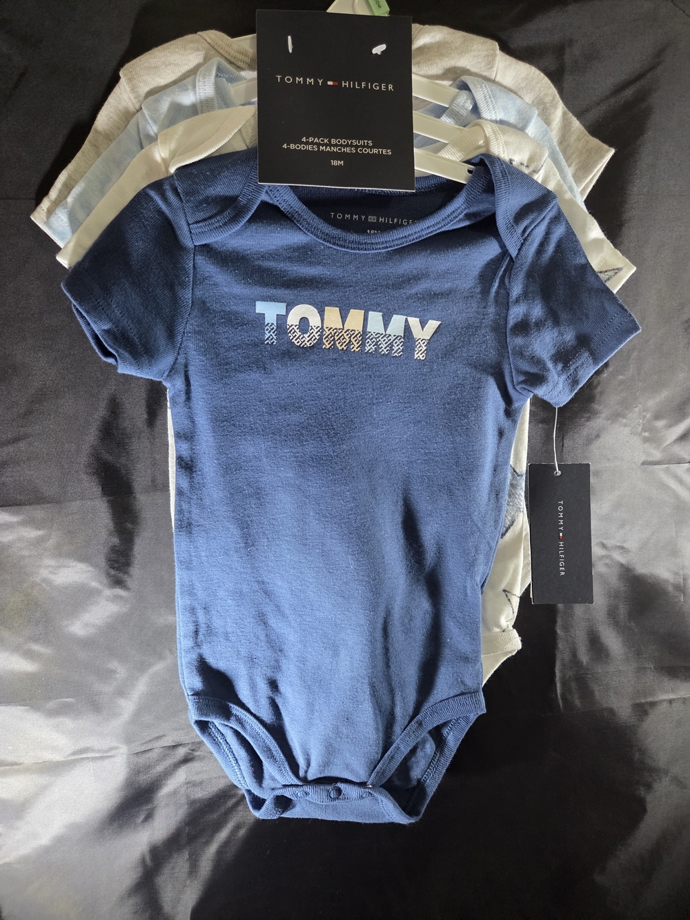 Tommy Hilfiger 4 -Pack  Navy Blue Baby One-Piece Bodysuits